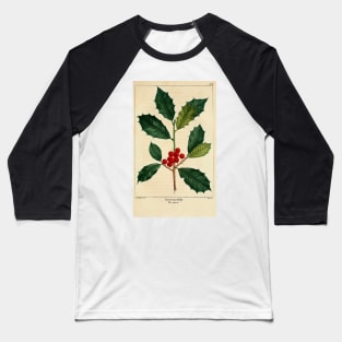 christmas post card mistletoe berries green american holly Baseball T-Shirt